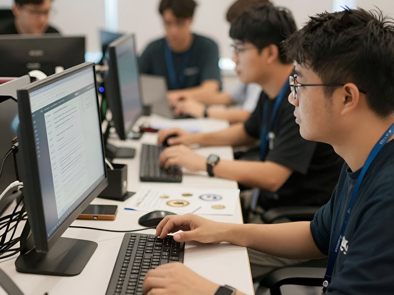 Команда специалистов Фри Мониторинг работает с оборудованием в офисе при естественном освещении